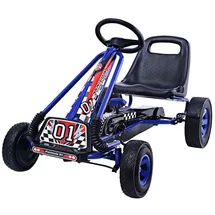 Costway Gokart mit Handbremse und verstellbarem Sitz blau (98x59x61)