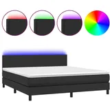 vidaXL Boxspringbett mit Matratze & LED Schwarz 180x200 cm Kunstleder