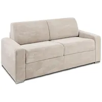 Schlafsofa mit Matratze 3-Sitzer - Cord - Beige - Liegefläche 140 cm - Matratze 18 cm - CALITO
