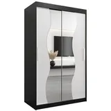 abiks möbel Schwebetürenschrank MADRYT 120 x 200 x 62 cm Schwarz/Weiß