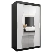 abiks möbel Schwebetürenschrank MADRYT 120 x 200 x 62 cm Schwarz/Weiß