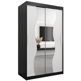 abiks möbel Schwebetürenschrank MADRYT 120 x 200 x 62 cm Schwarz/Weiß