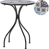 Beliani CIVITA Gartentisch Ø 60 x 75 cm Schwarz/Blau/Braun
