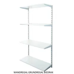 Wandregal - Grundregal 20 x 40 x 150 cm, Farbe silber - 4 Fachboden grau