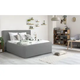Home Affaire Polsterbett HOME AFFAIRE "Dalina", grau (hellgrau), B:191cm H:124cm L:247cm, Struktur (100% Polyester), Betten, Polsterbett, geradliniges Kopfteil, in 5 Breiten, auch in 220cm Länge