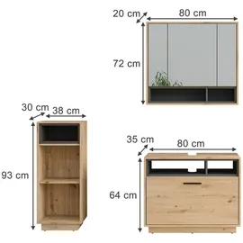 Vicco Beatrice 3-tlg. Artisan Eiche/Anthrazit