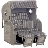 Sunny Smart Sunny Smart® Strandkorb Rustikal 305 Z Bullauge Comfort XL grau Kunststoff, Holz, 9-teilig