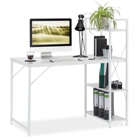 Relaxdays Schreibtisch weiß rechteckig, 4-Fuß-Gestell weiß 120,0 x 62,0 cm