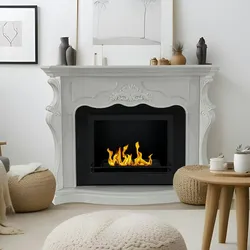 Divina Fire Bioethanol-Kamin Paris Bodenbiokamin aus weißem Holz L123xT39xH100