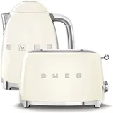 Wasserkocher SMEG 50's Retro Style 1,7l creme + Toaster SMEG 50's Retro Style 2x2 creme