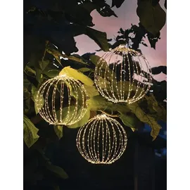 Dekoleidenschaft LED-Kugel "Shine" aus Metall, silber, mit ca. 384 LED, Leuchtkugel mit Timer, Dekokugel Ø 40cm, Balkon- und Gartendeko für Draußen - Silber