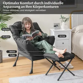 Costway Relaxsessel mit Hocker Polyester 0 x 0 x 0 cm Grau