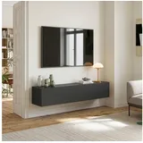 [en.casa] Evaton TV-Lowboard 160 x 32 x 30 cm Dunkelgrau Spanplatte