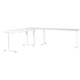 Germania Mailand höhenverstellbarer Schreibtisch weiß L-Form, C-Fuß-Gestell weiß 260,0 x 200,0 cm