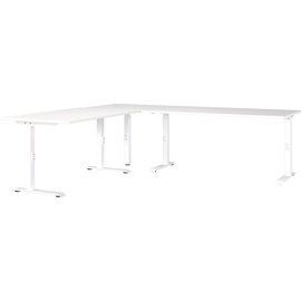 Germania Mailand höhenverstellbarer Schreibtisch weiß L-Form, C-Fuß-Gestell weiß 260,0 x 200,0 cm