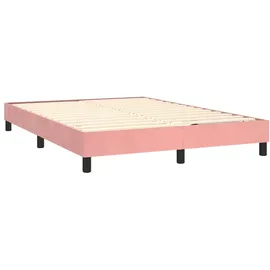 vidaXL Boxspringbett mit Matratze & LED Rosa 140x200 cm Samt