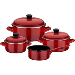 GSW Topf-Set Red Shadow, Emaille (Set, 7-tlg), Induktion rot