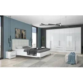 PLACES OF STYLE Drehtürenschrank PLACES OF STYLE "Piano, inklusive Rahmen und Beleuchtung, soft-close-Funktion", weiß (weiß hochglanz), B:322cm H:226cm T:60cm, Spanplatte, Schränke, Drehtürenschrank, UV lackiert, hochglänzend weiß oder beige, FSC-zertifiziert