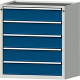 ANKE Schubladenschrank 610.200, für Werkstatt, Werkzeugschrank aus Metall, blau, 5 Schübe