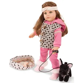 GÖTZ 2259098 Hannah Staycation – 50 cm große Stehpuppe, braune Haare und olivfarbene Augen – 12 teiliges Set