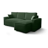 luxkor24 Ecksofa, AMRO Schlafsofa mit Bettkasten CORD Stoff Grün, & Grün