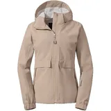 Schöffel Damen Jacket Lausanne L, Funktionsjacke mit Kapuze, wasserdichte Übergangsjacke mit Pack-Away-Tasche, humus, 46