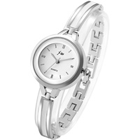 JewelryWe Damenuhr Elegant Analog Quarz Armbanduhr Damen Klein Einfach Beiläufige Uhr Spangenuhr mit Metall-Armband Silber