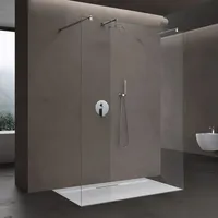 doporro Duschwand Duschtrennwand 130x200 Walk-In Dusche mit Doppel-stabilisator aus Echtglas 10mm Esg-sicherheitsglas Klarglas inkl. Nanobeschichtung