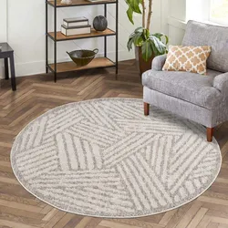 Teppich CARPET CITY "CLASICO 9161", beige, H:11mm Ø:200cm, Obermaterial: 100% Polyester, Teppiche, Kurzflor, Hochtief-Muster, Boho, Wohnzimmer