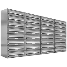 AL Briefkastensysteme 32er Premium Edelstahl silber inkl. Zeitungsfach