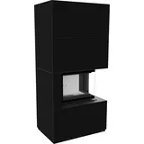 Kaminbausatz FLOKI BOX rechts 8 kW Ø 160 Quarzsinter NERO ASSOLUTO mit Türfeder