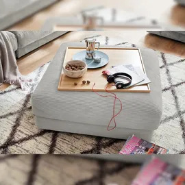 KAWOLA Big Hocker MADELINE Polsterhocker Cord hellgrau