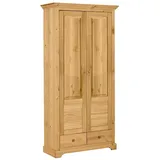 Dielenkleiderschrank mit zwei Schubladen Kiefer Massivholz