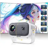 jimveo Beamer Elektrischer Fokus/Trapezkorrektur 360° Rotating Mini Beamer Jimveo Sky Beamer 1080P Full HD 12000L WiFi6 Bluetooth Projektor Unterstützt 4K Heimkino 300'' Display mit TV Stick iOS Android USB