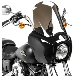 Lampenmaske MG5 passend für Harley Davidson Dyna Street Bob 06-17 Lampen Verkleidung schwarz-rauchgrau Craftride