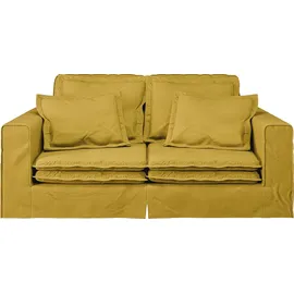 Home Affaire 3-Sitzer HOME AFFAIRE "ALISSAS BIS mit vielen Kissen, Biesen an den Kissen", gold, B:196cm H:95cm T:108cm, 92% Polyester, 8% Nylon, Sofas, Hussen-Optik, kleine Taschen an der Seite zum Verstauen