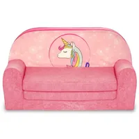 Kindersitzgruppe Kindersofa "MINI" Kindercouch zum Aufklappen W386 rosa