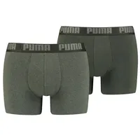 Puma BASIC Boxershorts Men Herren Unterhose Pant Unterwäsche, Farbe:038 - Green Melange, Bekleidungsgröße:L - L