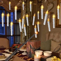 MENAYODA 20 Stück Schwimmkerzen mit Zauberstab, Halloween Dekoration Schwebende Kerzen, Flammenlose LED-Schwimmkerzen Zauberstab mit Fernbedienung für Weihnachten Hochzeit Geburtstag Party