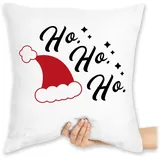 Shirtracer Kissen 40x40 Zierkissen - Weihnachtskissen Christmas Geschenke - Ho Ho Ho - Santa Mütze - 40 x 40 cm - Weiß - mit weihnachtsmotiv weihnacht weihnachtsmann Weihnachten Weihnachts Xmas