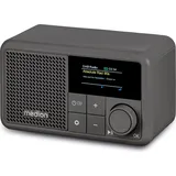 MEDION S66822 Tragbares mini DAB+ Radio mit Bluetooth (Akku, dimmbares Farbdisplay, Teleskopantenne, Sleeptimer ,Wecker, Snooze, AUX, USB-C) grau - Grau