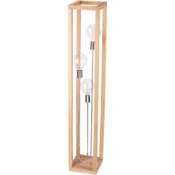 SPOT LIGHT Stehlampe "KAGO", chromfarben, holzfarben, H: 140cm, Lampen, Naturprodukt aus Eichenholz mit FSC-Zertifikat, Stehlampe Standleuchte