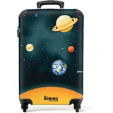 NoBoringSuitcases.com® Kinderkoffer Trolley Handgepäck Carry on Luggage, Kinder Koffer Jungs Geschenke - Planeten - Weltraum - Erde - Koffer Kinder Jungen Koffer klein, 55x40x20