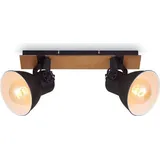 Brilo Deckenleuchte Spotleuchte vintage 2xE27 40W Holz Metall Matt Schwarz Brilo ner