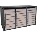 osoltus Metall Mülltonnenbox 3er Mülltonnenverkleidung 196 X 118 Cm BoxyWood3 Anthrazit