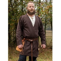 Battle Merchant Wikinger-Kostüm Klappenrock Bjorn, Wikinger Mantel aus Baumwolle, braun S braun S - S