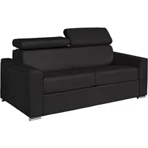 vente-unique Vente-unique-Schlafsofa mit Matratze 3-Sitzer - Liegefläche 140 cm - Matratze 14 cm - Büffelleder - Schwarz - Vizir