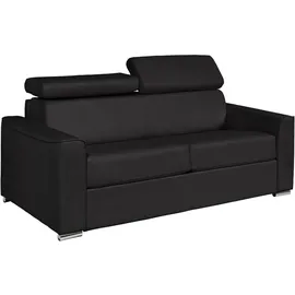 vente-unique Vente-unique-Schlafsofa mit Matratze 3-Sitzer - Liegefläche 140 cm - Matratze 14 cm - Büffelleder - Schwarz - Vizir