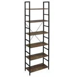 EUGAD Standregal Bücherregal Metallregal Leiterregal Stufenregal Multifunktionale Regal Industrie Design MDF Metall 60x28x180cm, Vintage