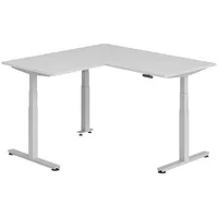 Bümö Eckschreibtisch, Grau, Silber, Nachbildung, Rechteckig, 160x74x160 cm, FSC